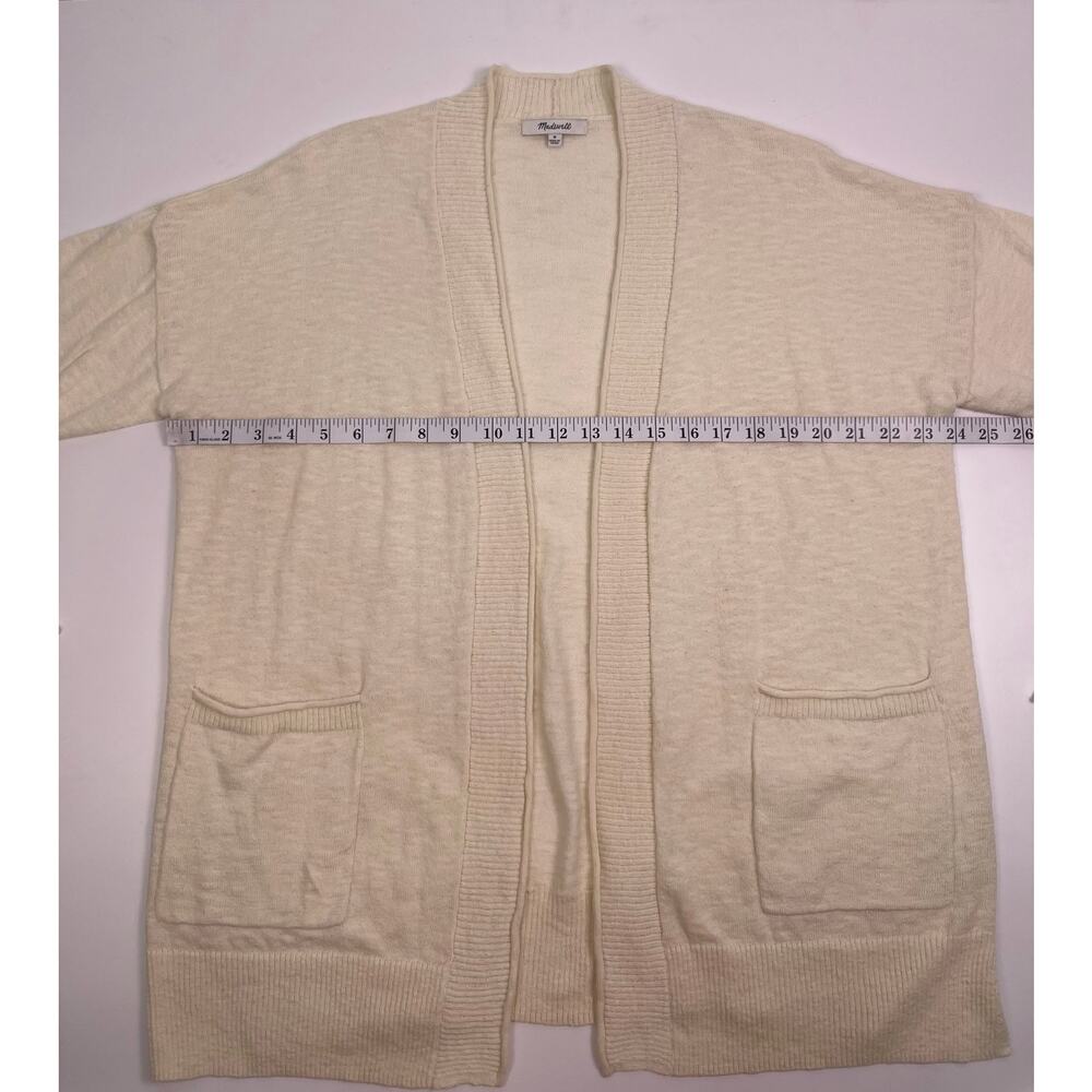 Madewell Ivory Open Front Long Knit Cardigan with Pockets Size M - Picture 8 of 9